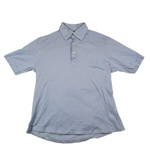 ETON Women's Knit Pique Polo Shirt‎ Sz M Light Blue Slim Fit Short Sleeve Cotton